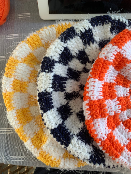 Discover Your Style with Our Vibrant Checkerboard Pattern Berets!